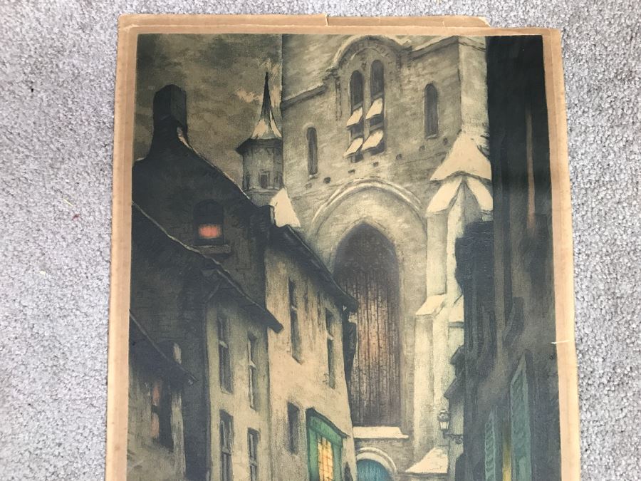 JUST ADDED - Limited Edition Lithograph Of Hooded Figures Walking Up Old Stairs - Note Edge Tears 12' X 19' [Photo 6]