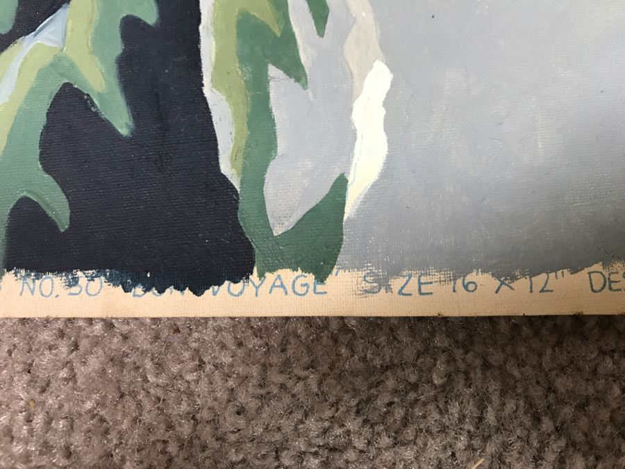 JUST ADDED - Vintage Paint By Numbers Sailboat Painting [Photo 5]