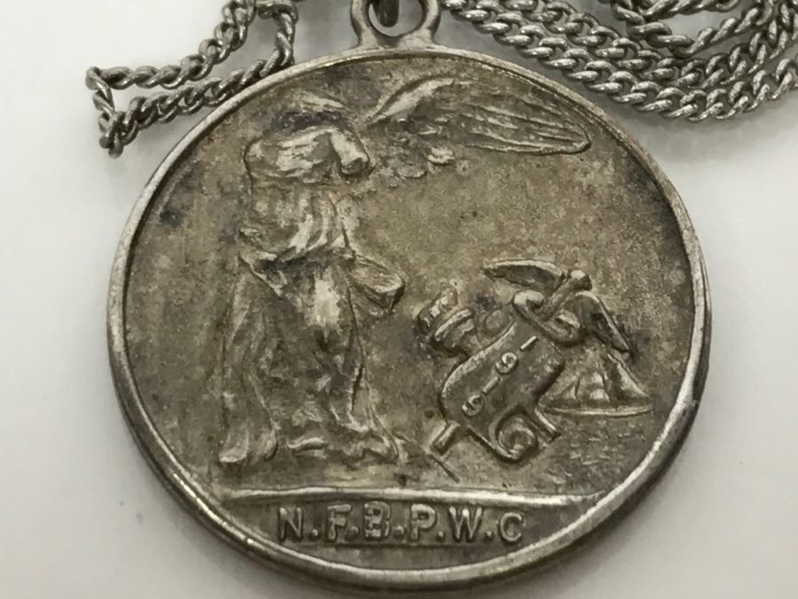 JUST ADDED - Sterling Silver Pendant N.F.B.P.W.C. 1919 Necklace 8.7g [Photo 2]