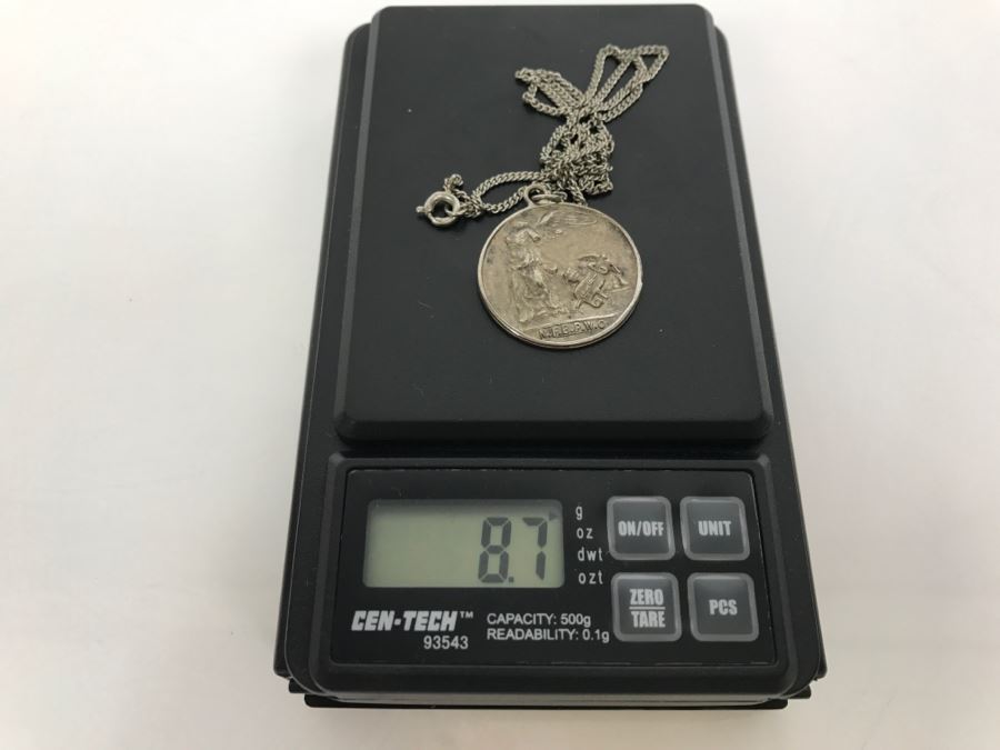 JUST ADDED - Sterling Silver Pendant N.F.B.P.W.C. 1919 Necklace 8.7g [Photo 8]