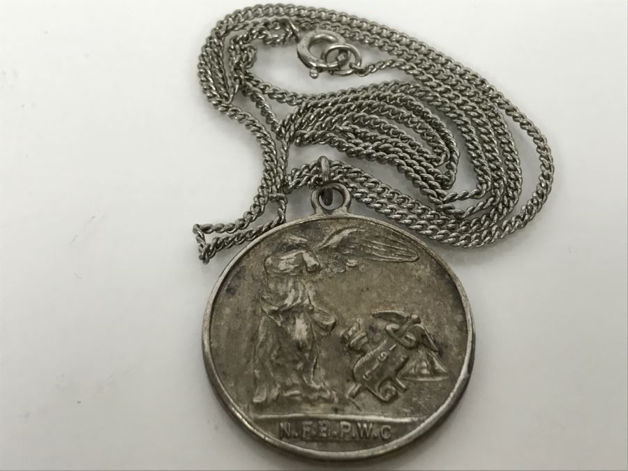 JUST ADDED - Sterling Silver Pendant N.F.B.P.W.C. 1919 Necklace 8.7g