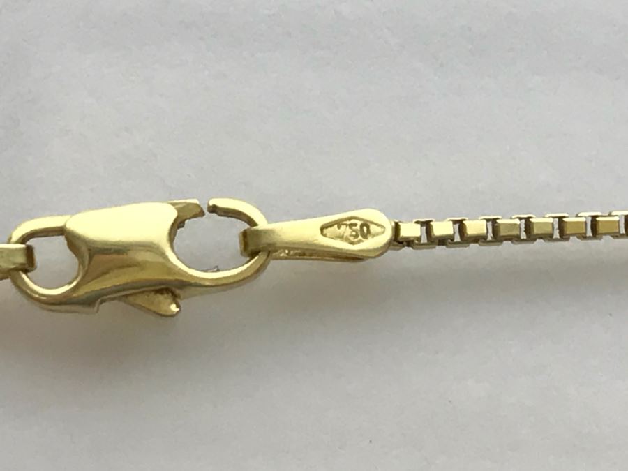 JUST ADDED - 14k Gold Heart-Shaped 50th Anniversary Pendant And 18k Box Chain 5.9g TW [Photo 6]