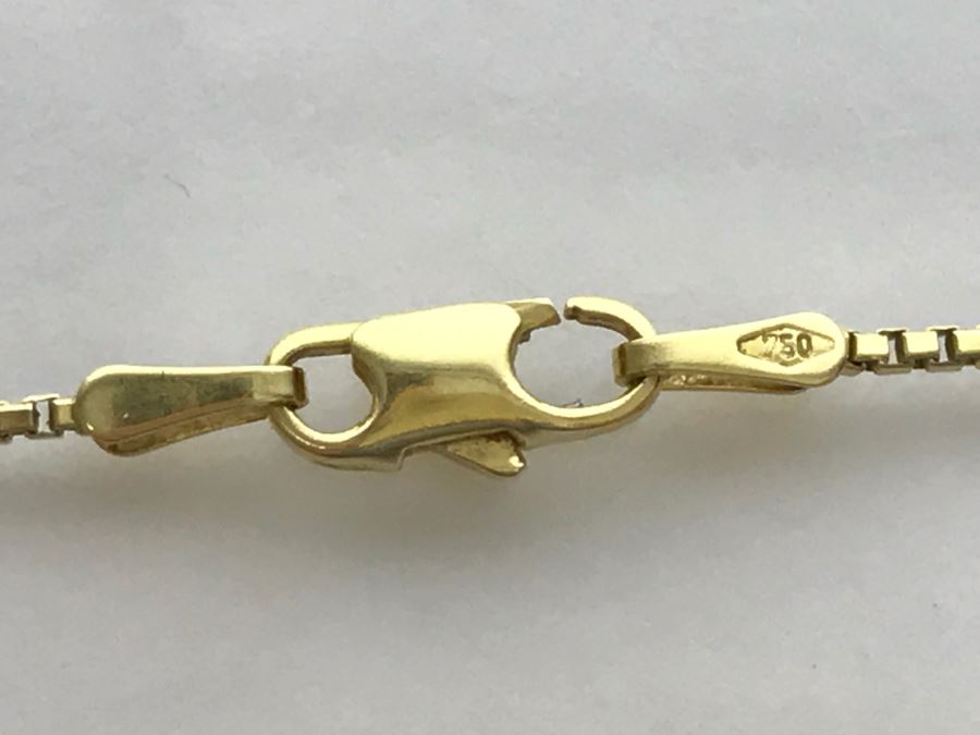 JUST ADDED - 14k Gold Heart-Shaped 50th Anniversary Pendant And 18k Box Chain 5.9g TW [Photo 7]