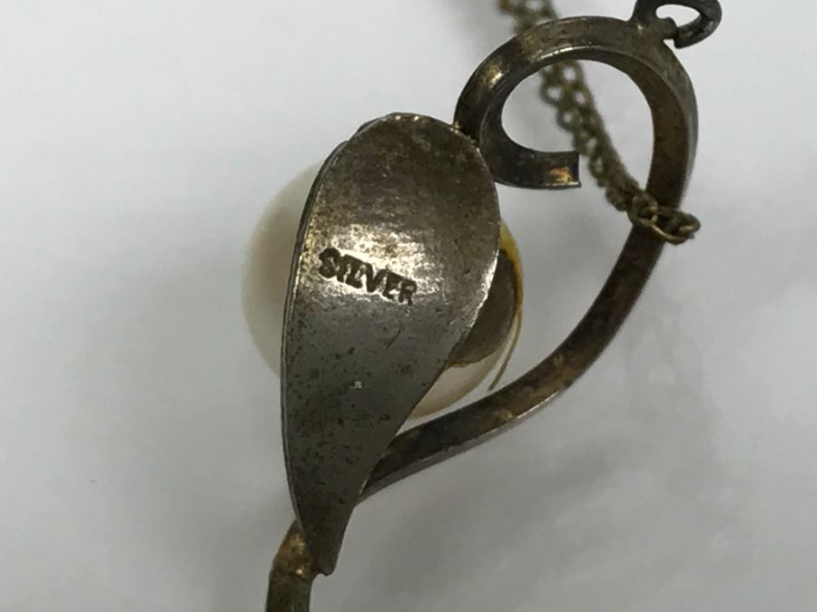 JUST ADDED - Sterling Silver Pendant With Pearl On Gold Filled Chain 2.3g [Photo 4]