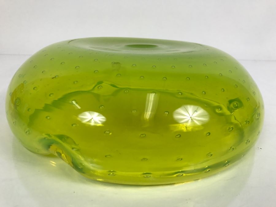 JUST ADDED - Vintage Large Green Vasoline Glass Ashtray [Photo 8]