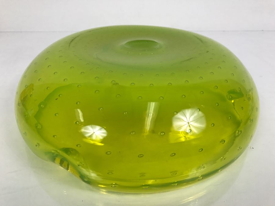 JUST ADDED - Vintage Large Green Vasoline Glass Ashtray [Photo 7]