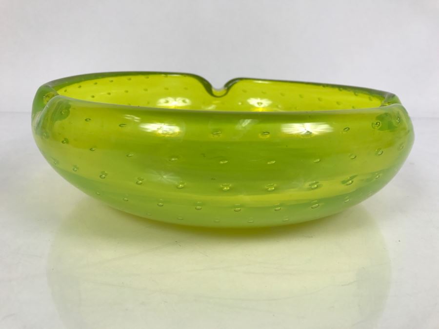 JUST ADDED - Vintage Large Green Vasoline Glass Ashtray [Photo 4]