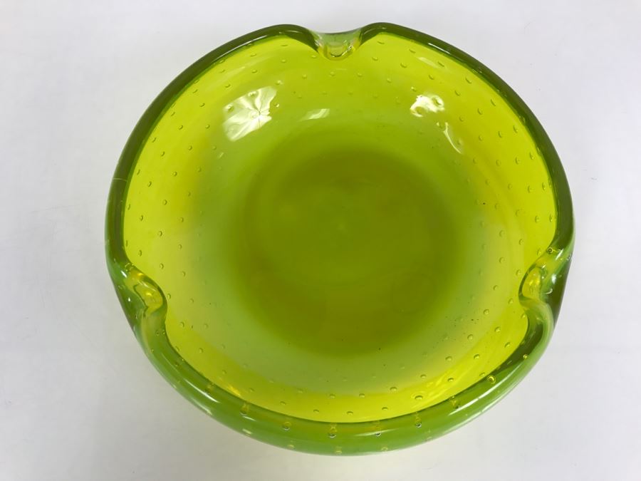 JUST ADDED - Vintage Large Green Vasoline Glass Ashtray [Photo 6]
