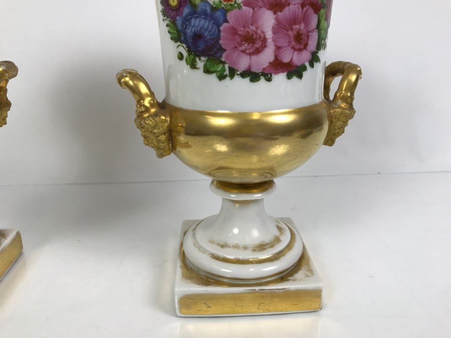 JUST ADDED - Vintage Pair Of Painted Urns [Photo 7]