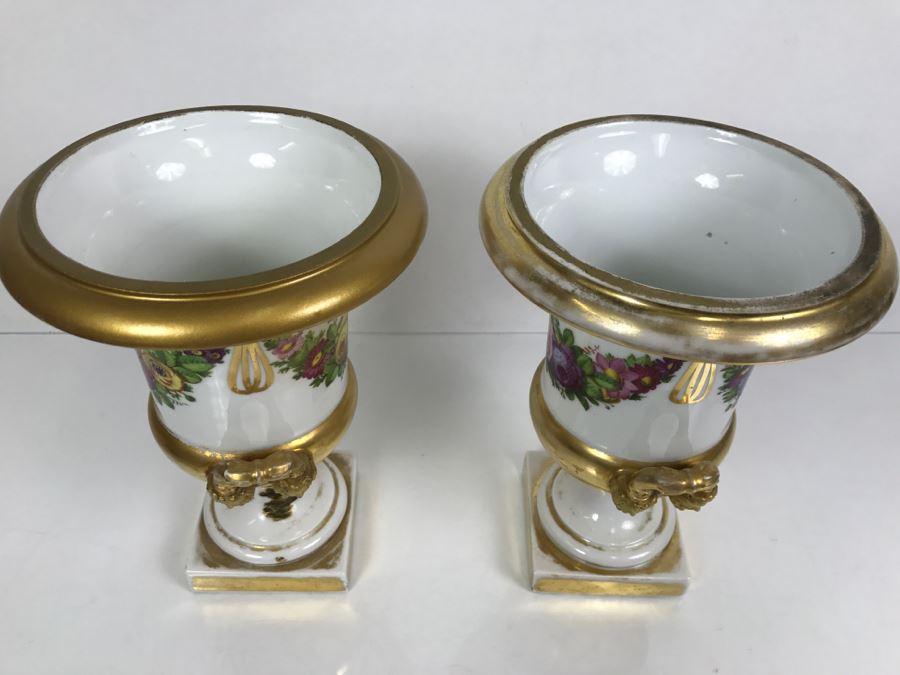 JUST ADDED - Vintage Pair Of Painted Urns [Photo 9]