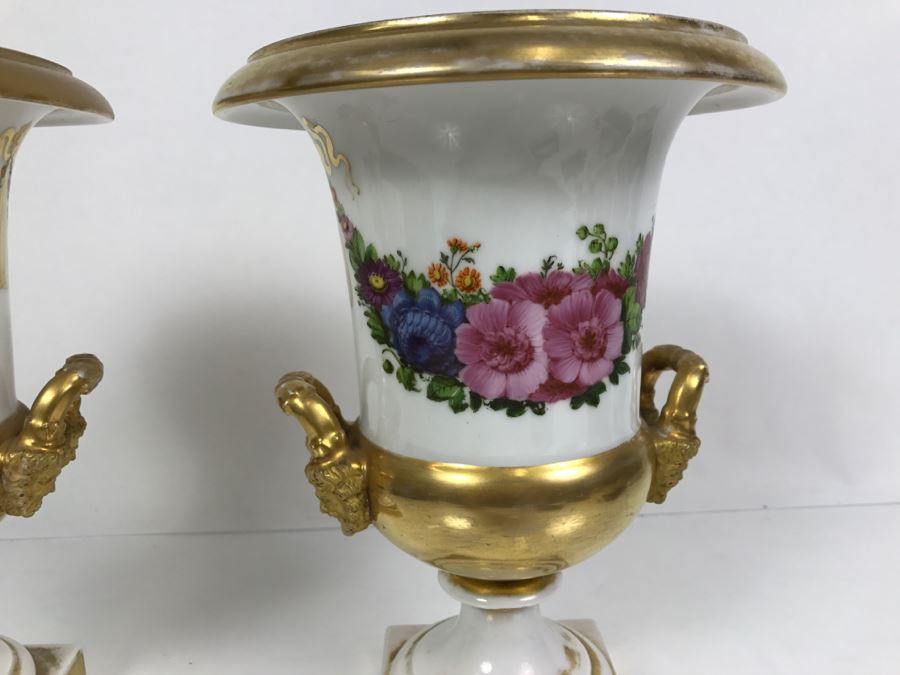 JUST ADDED - Vintage Pair Of Painted Urns [Photo 6]