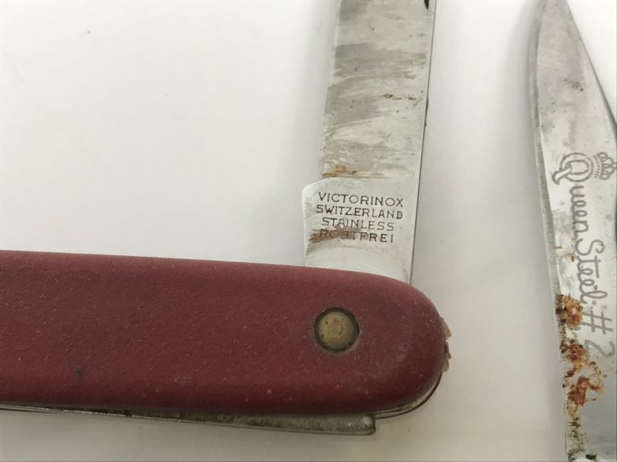 JUST ADDED - 3 Pocket Knives Victorinox Switzerland Rosterei, Queen Steel And Camillus [Photo 7]
