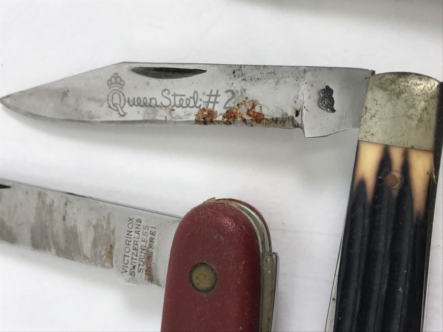 JUST ADDED - 3 Pocket Knives Victorinox Switzerland Rosterei, Queen Steel And Camillus [Photo 6]