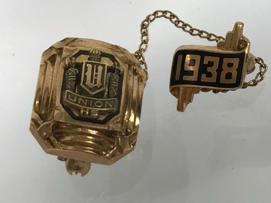 JUST ADDED - Vintage 1938 Art Deco Union High School Pin [Photo 2]