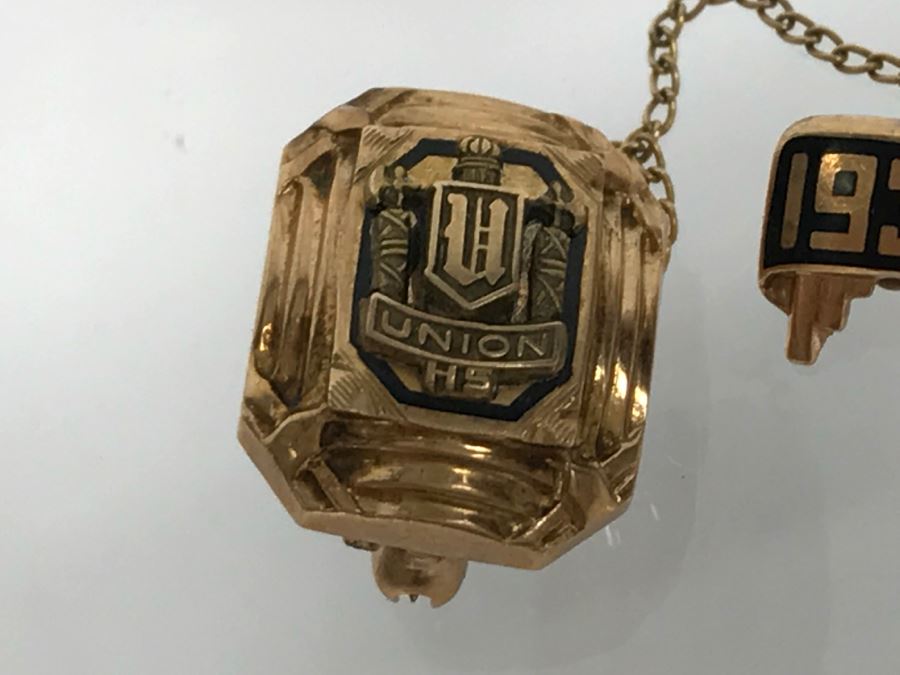 JUST ADDED - Vintage 1938 Art Deco Union High School Pin [Photo 3]