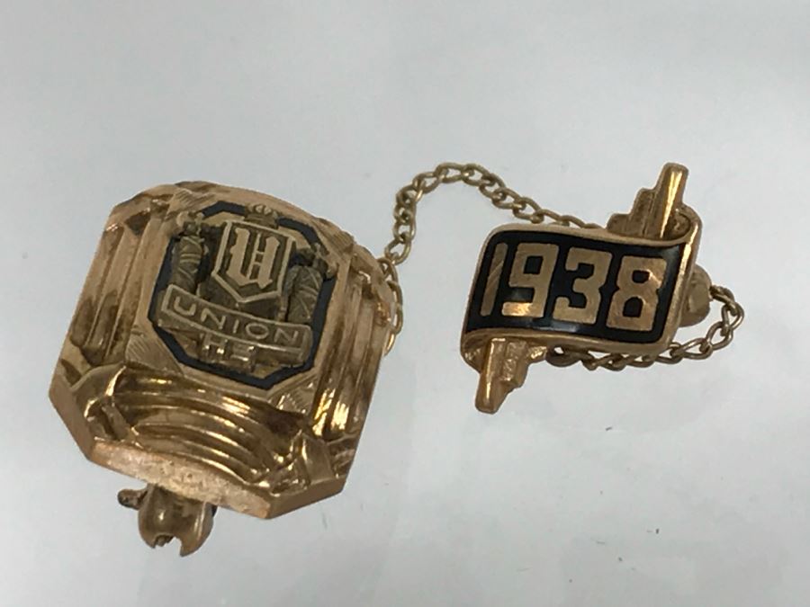 JUST ADDED - Vintage 1938 Art Deco Union High School Pin