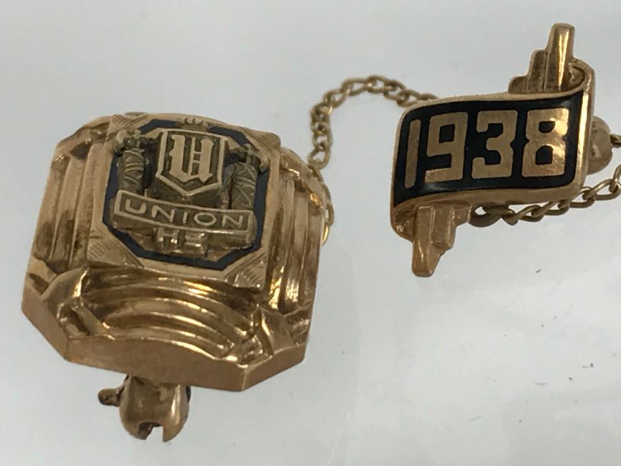 JUST ADDED - Vintage 1938 Art Deco Union High School Pin [Photo 5]