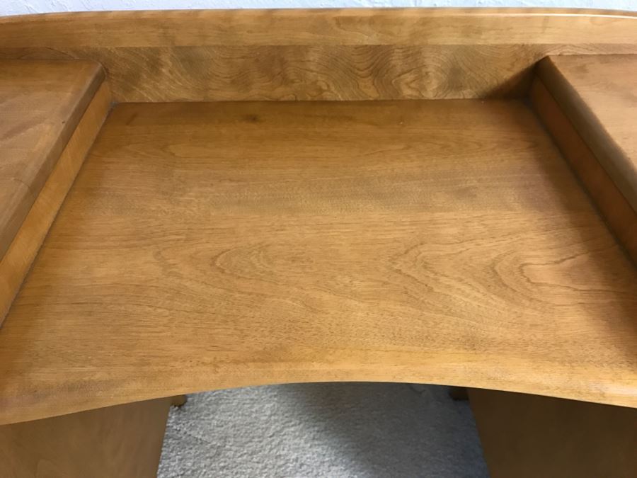 Heywood Wakefield 'Skyliner' 1939 Mid-Century Modern With Art Deco Styling Vanity Desk With Matching Bench Chair [Photo 16]