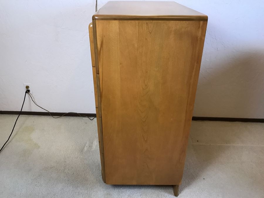 Heywood Wakefield 'Skyliner' 1939 Mid-Century Modern With Art Deco Styling 4-Drawer Highboy Chest Of Drawers Dresser [Photo 14]