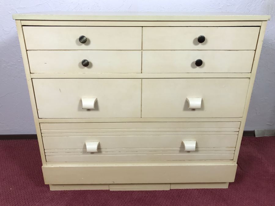 Vintage Mid Century Modern Painted 3-Drawer Chest Of Drawers Dresser [Photo 2]