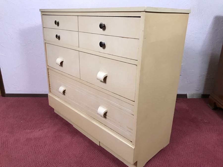 Vintage Mid Century Modern Painted 3-Drawer Chest Of Drawers Dresser [Photo 5]