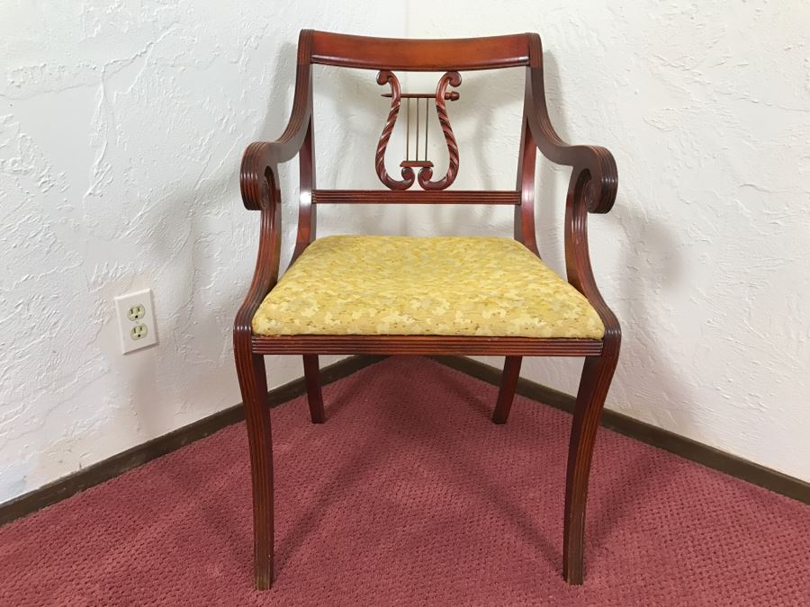 Vintage Lyre Back Armchair Chair [Photo 5]
