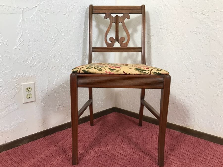 Vintage Lyre Back Needlepoint Chair [Photo 2]