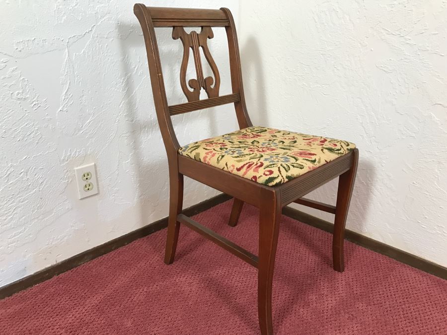 Vintage Lyre Back Needlepoint Chair [Photo 7]