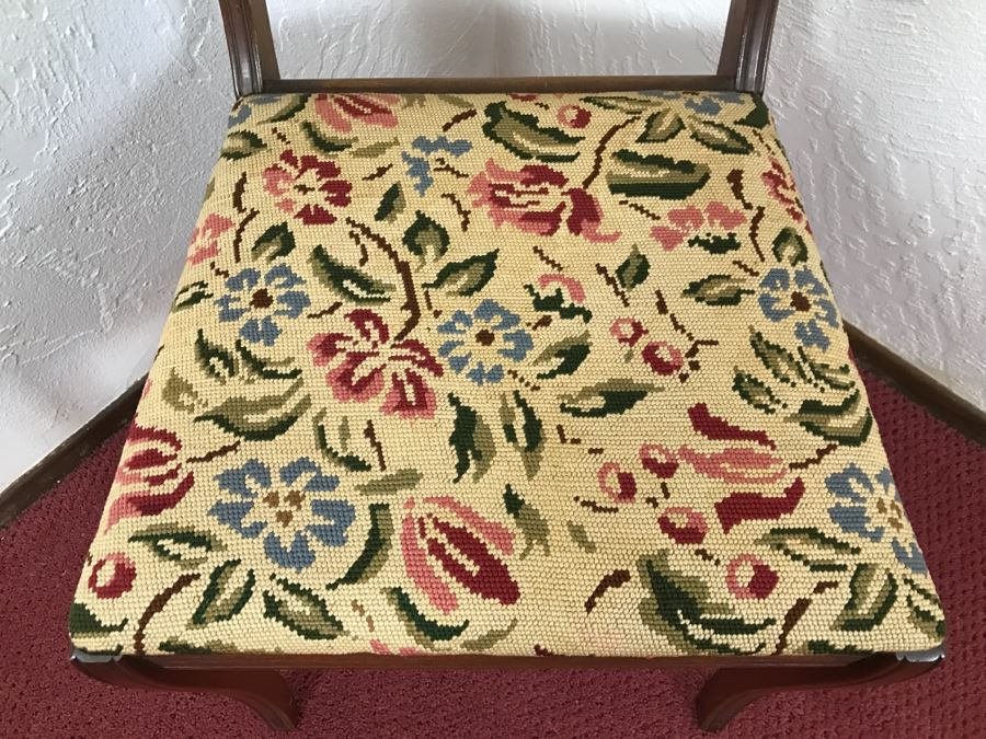 Vintage Lyre Back Needlepoint Chair [Photo 4]