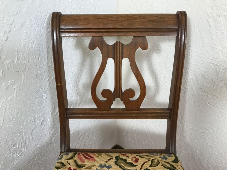 Vintage Lyre Back Needlepoint Chair [Photo 5]