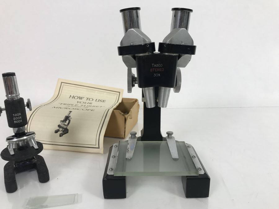 Vintage TASCO Stereo 30X Microscope And Triple Turret Junior Microscope Japan [Photo 3]