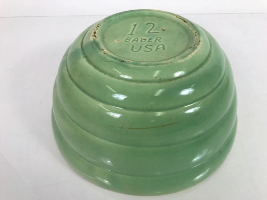 Vintage BAUER USA Light Lime Green Bowl 12 