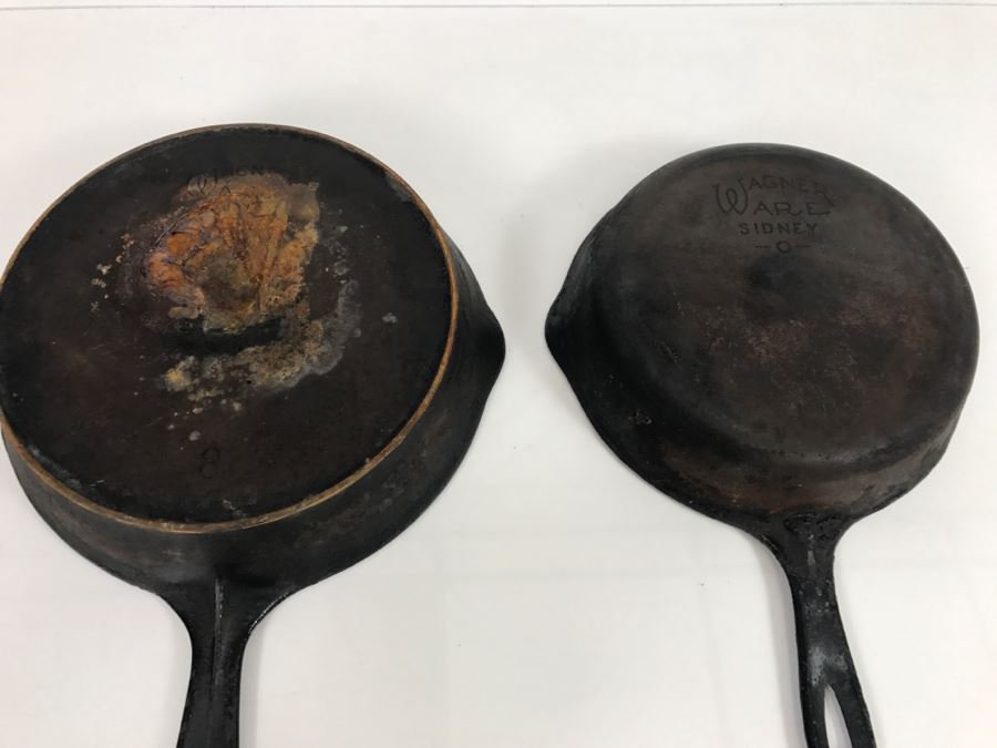 Pair Of Wagner Ware Sidney Cast Iron Skillet Pots 10' And 9' [Photo 9]