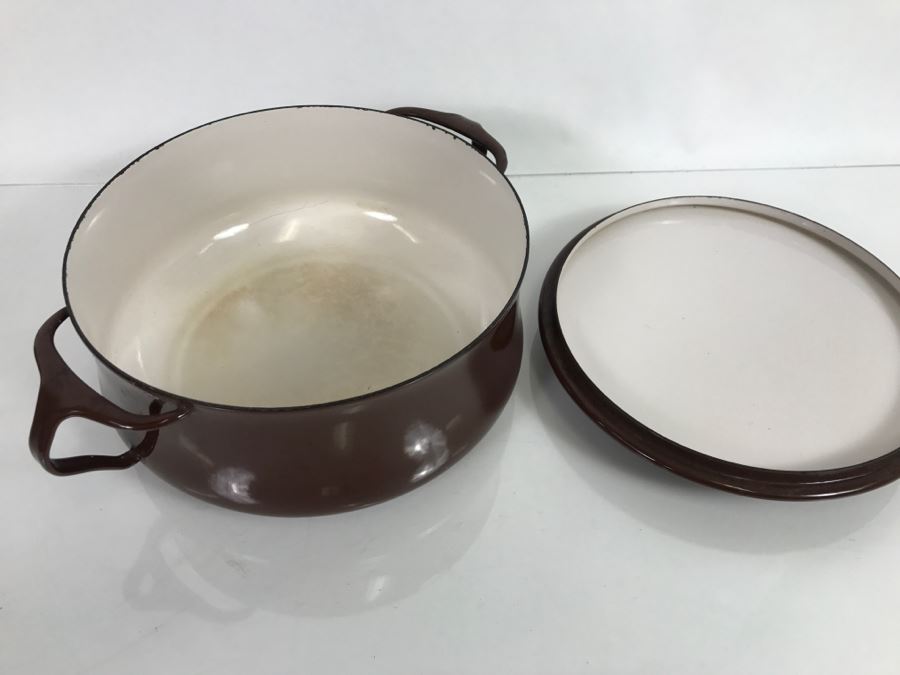 Vintage Mid Century Modern DANSK IHQ France Covered Pot Brown Enamel [Photo 5]