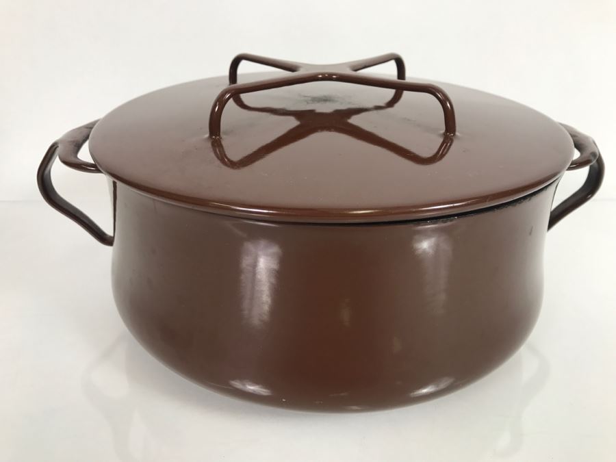 Vintage Mid Century Modern DANSK IHQ France Covered Pot Brown Enamel [Photo 3]