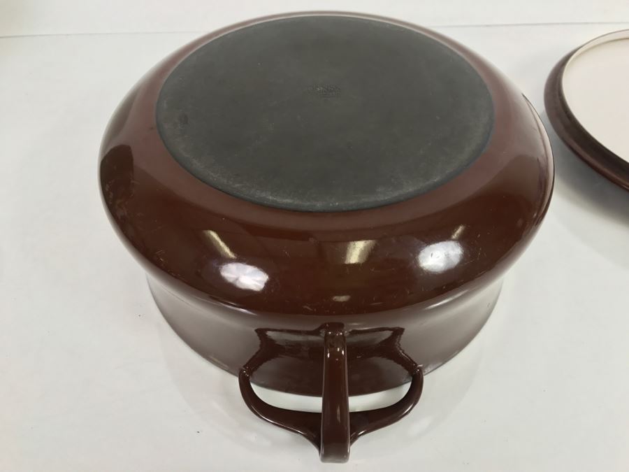 Vintage Mid Century Modern DANSK IHQ France Covered Pot Brown Enamel [Photo 7]