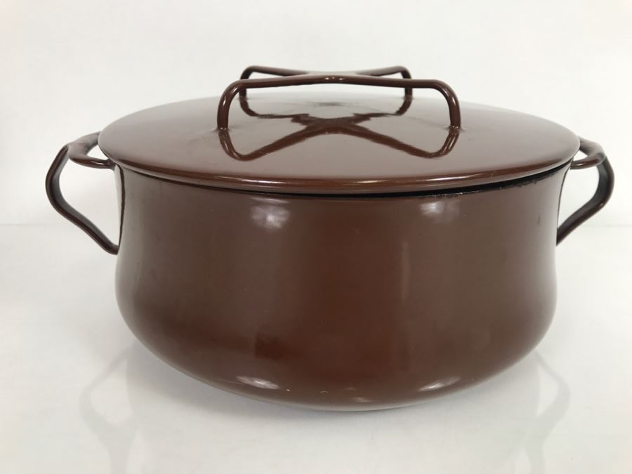 Vintage Mid Century Modern DANSK IHQ France Covered Pot Brown Enamel [Photo 2]