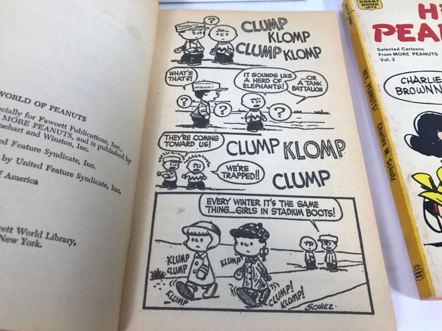 Collection Of Charles M. Schulz Peanuts Paperback Books (2) An Educated Slice First Edition, The Wonderful World Of Peanuts And Hey, Peanuts [Photo 4]
