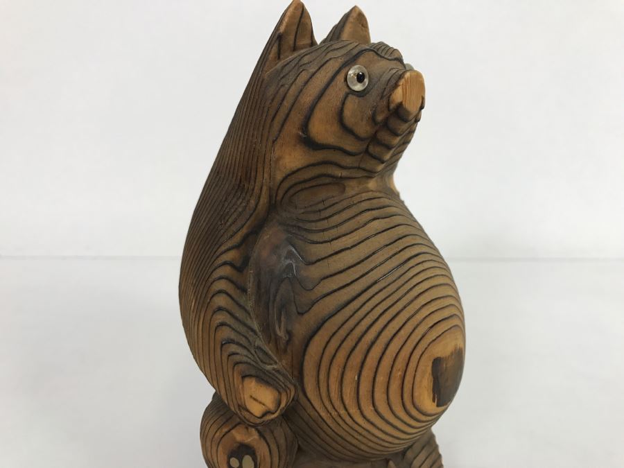 Signed Japanese Wooden Carved Bear 6' Tall [Photo 5]