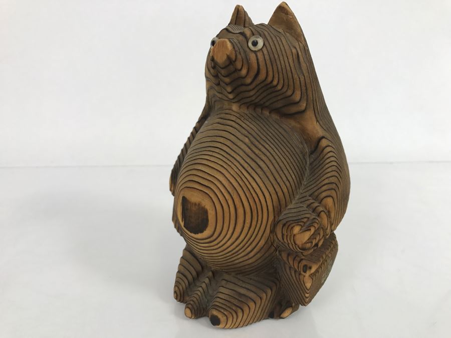 Signed Japanese Wooden Carved Bear 6' Tall [Photo 9]