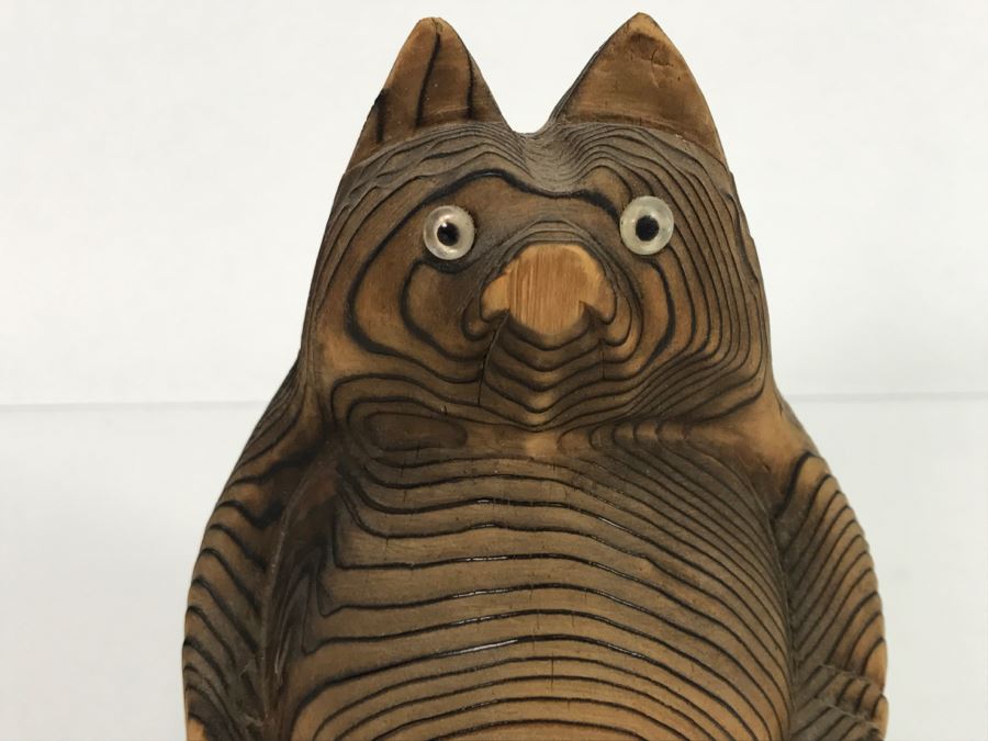 Signed Japanese Wooden Carved Bear 6' Tall [Photo 3]