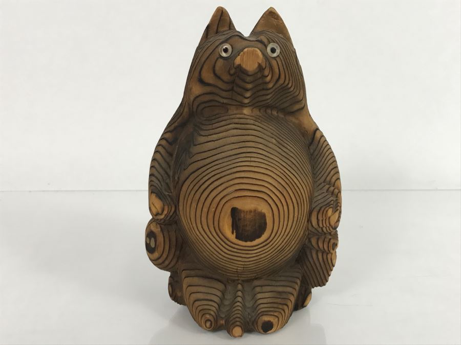 Signed Japanese Wooden Carved Bear 6' Tall [Photo 2]