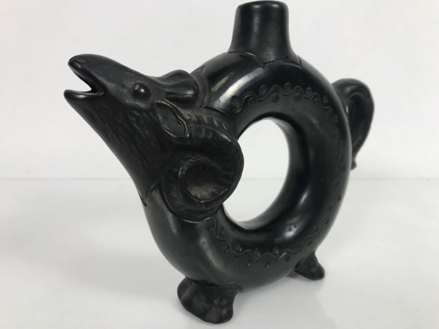 Vintage Rumania Black Ram Pitcher Romania 5.5'H [Photo 2]