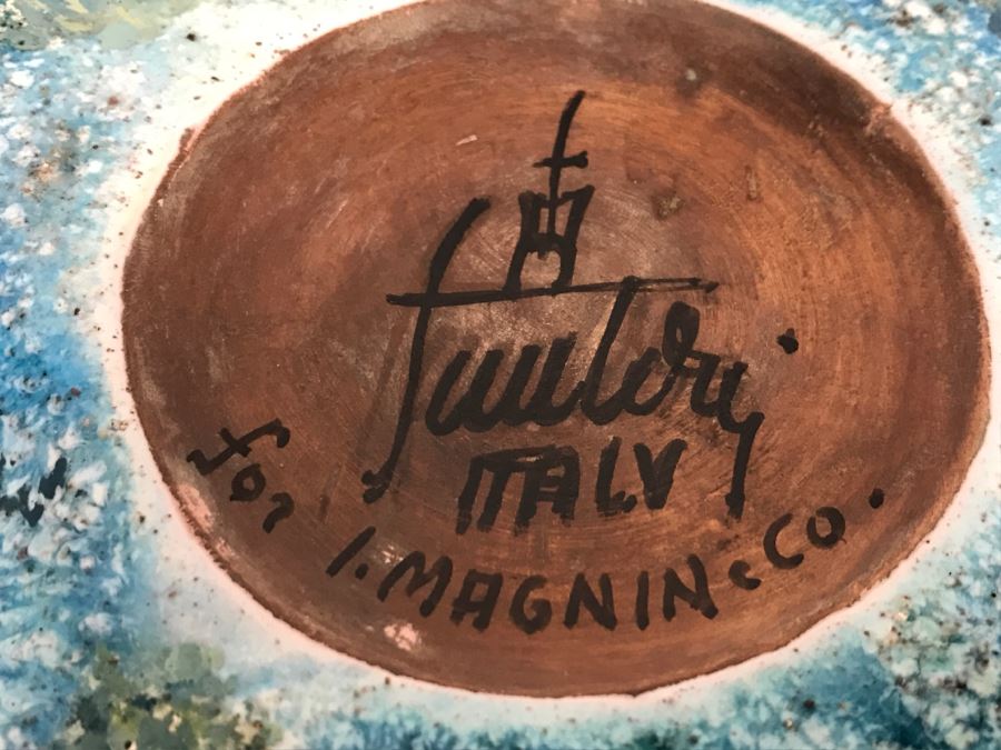 Vintage Italian Signed Mid Century Glazed Pottery Bowl For I. Magnin Co [Photo 10]