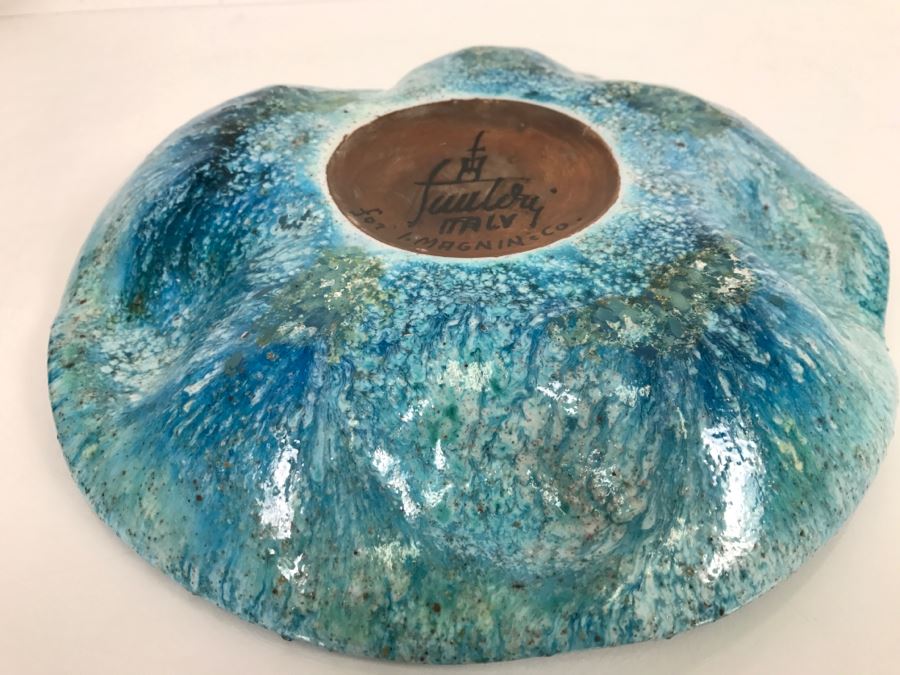 Vintage Italian Signed Mid Century Glazed Pottery Bowl For I. Magnin Co [Photo 8]