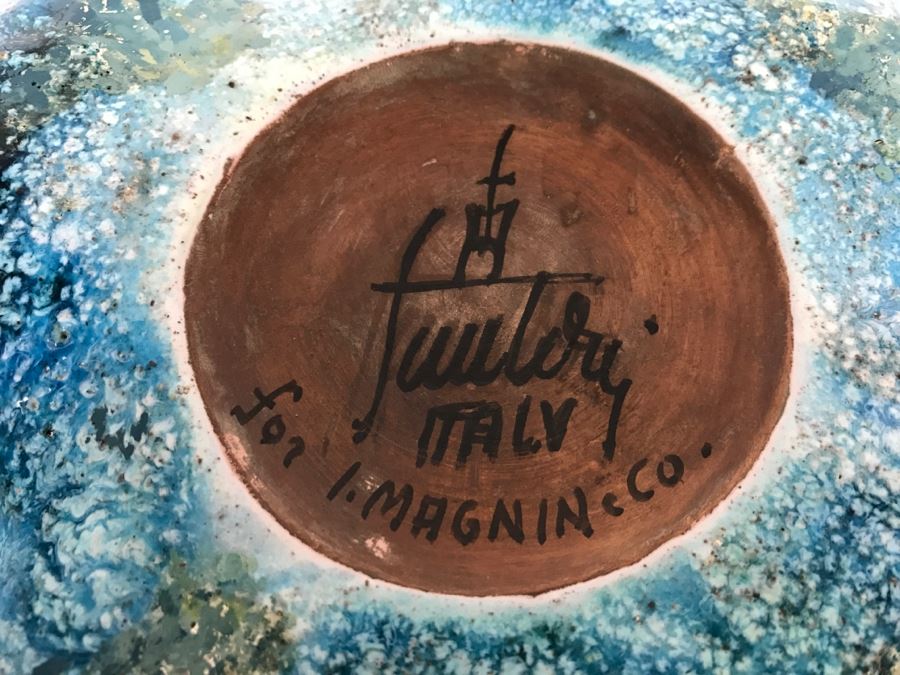 Vintage Italian Signed Mid Century Glazed Pottery Bowl For I. Magnin Co [Photo 9]
