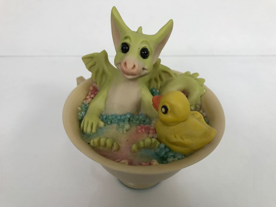 Hand Signed By Real Musgrave Pocket Dragons Figurine - Whimsical World Of Pocket Dragons - Bubbles - 1992 LOL - Made in UK [MV $125-$160] [Photo 2]