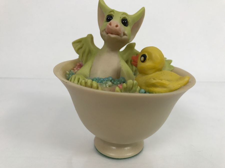 Hand Signed By Real Musgrave Pocket Dragons Figurine - Whimsical World Of Pocket Dragons - Bubbles - 1992 LOL - Made in UK [MV $125-$160] [Photo 3]