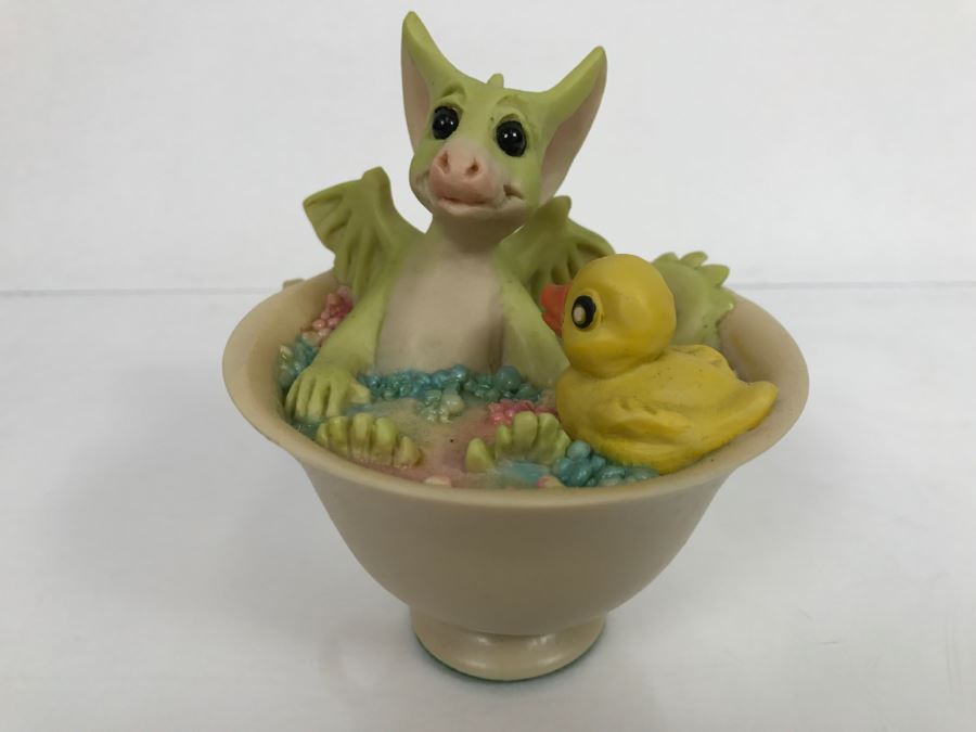 Hand Signed By Real Musgrave Pocket Dragons Figurine - Whimsical World Of Pocket Dragons - Bubbles - 1992 LOL - Made in UK [MV $125-$160] [Photo 13]