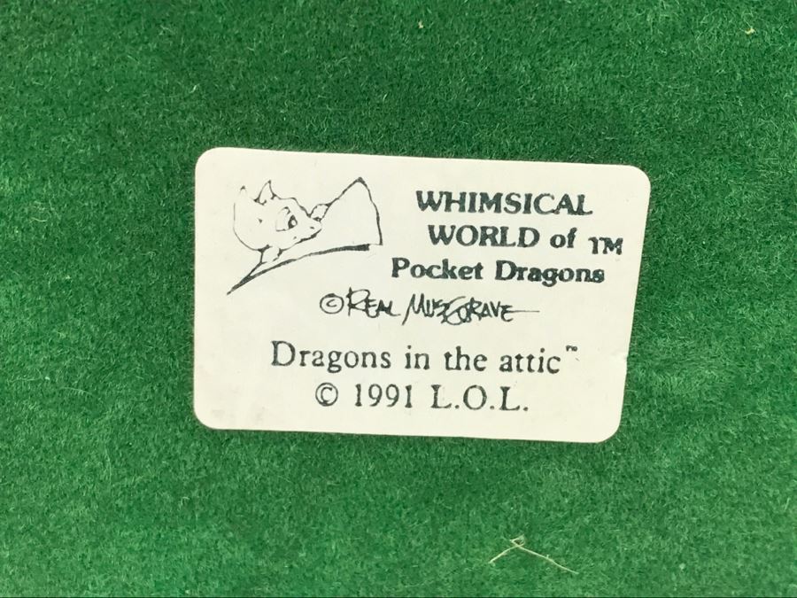 Hand Signed By Real Musgrave Pocket Dragon Figurine 10/92 - Whimsical World Of Pocket Dragons - Dragons In The Attic - 1991 LOL [MV $140-$160 Unsigned] [Photo 9]